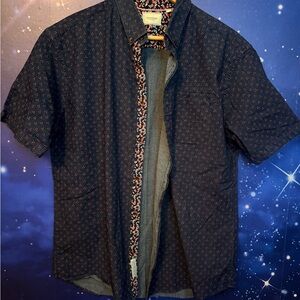 7 Diamonds Navy Shirt with Red Floral Pattern